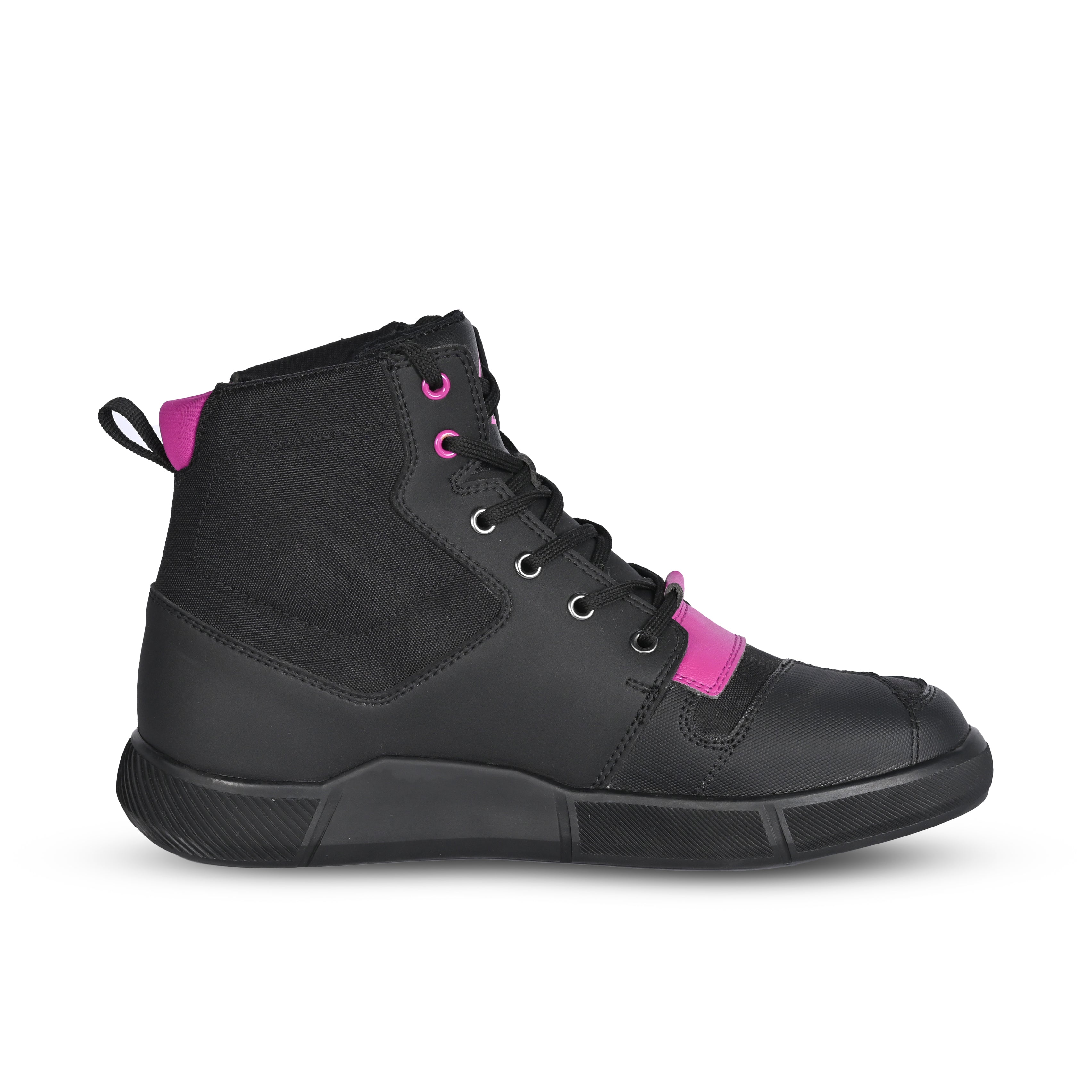 SHUA Oddin Women Motorcycle Urban Boots Black Fuchsia