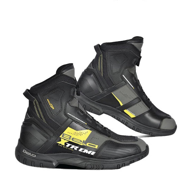BELA EXTREME FORCE URBAN MOTORCYCLE BOOTS BLACK GREY YELLOW