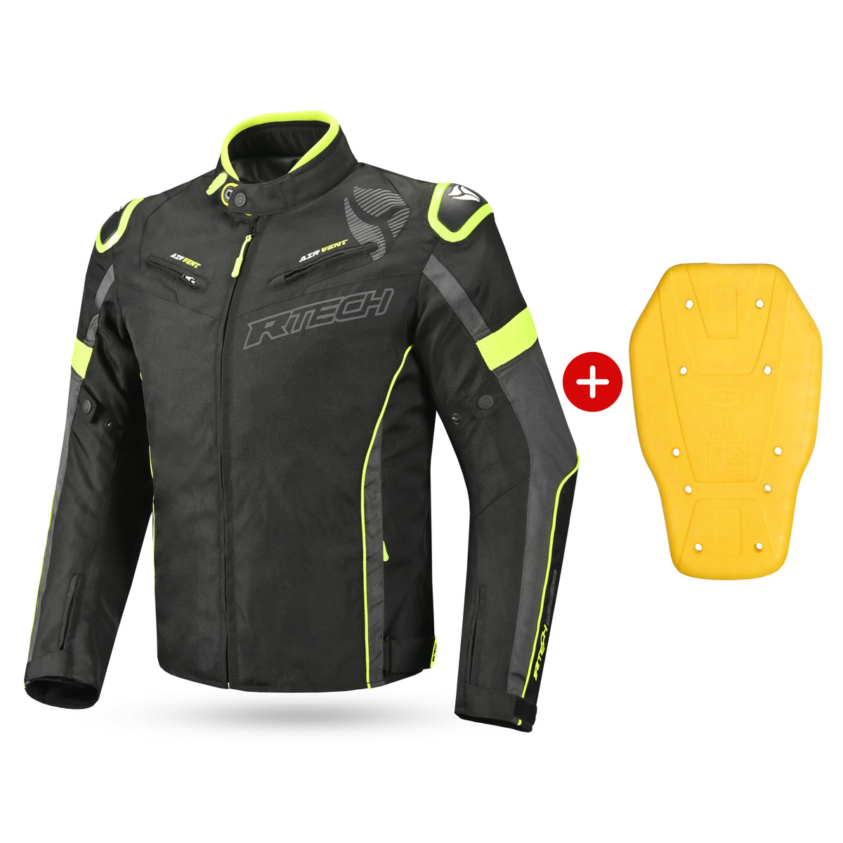 R-TECH Chaqueta Textil Knight Rider (Short) Negro/Antracita/Amarillo - SECURTEX MOTOR S.L (t/a MaximoMoto)