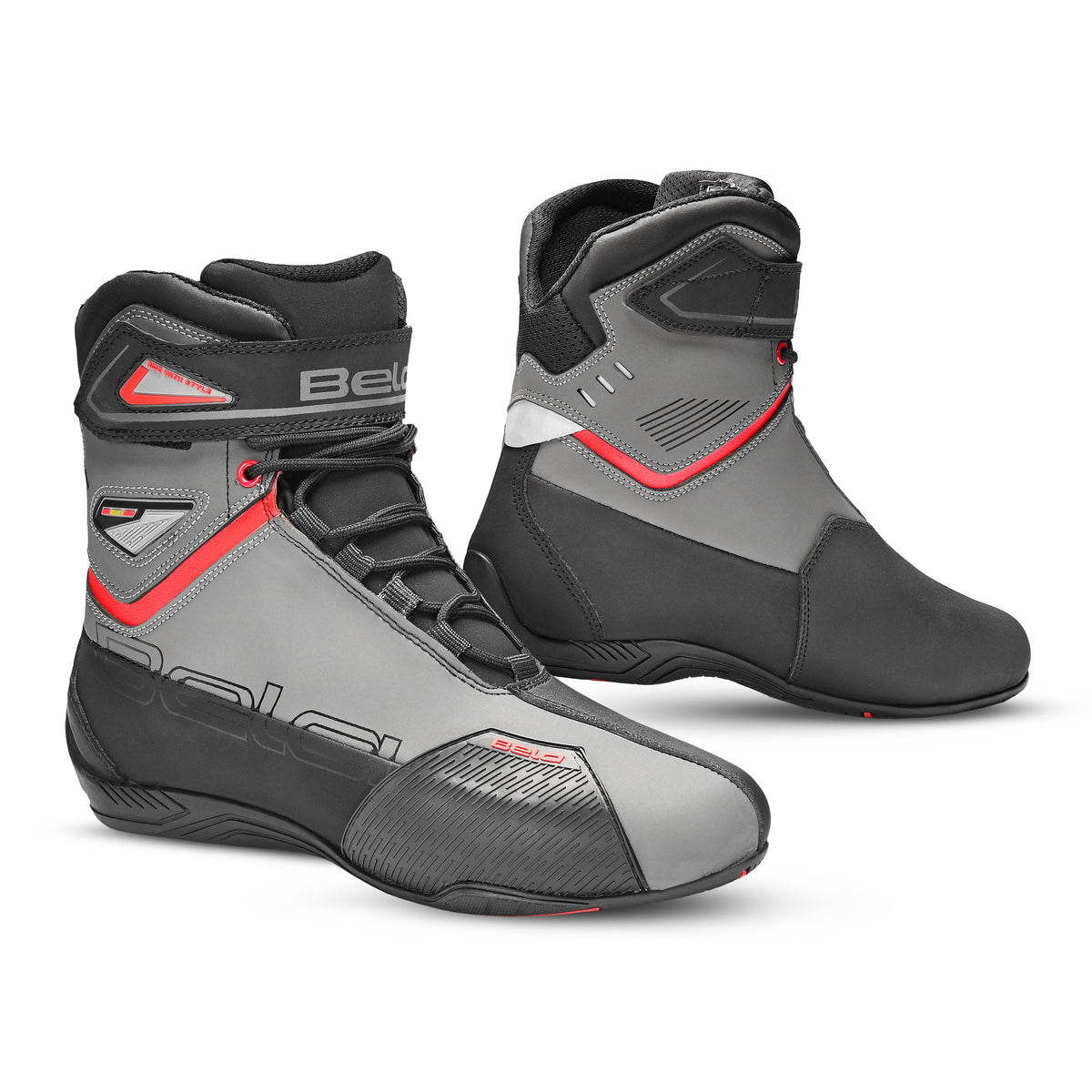 BELA Blaze Urban Motorcycle Boots Black Grey Red