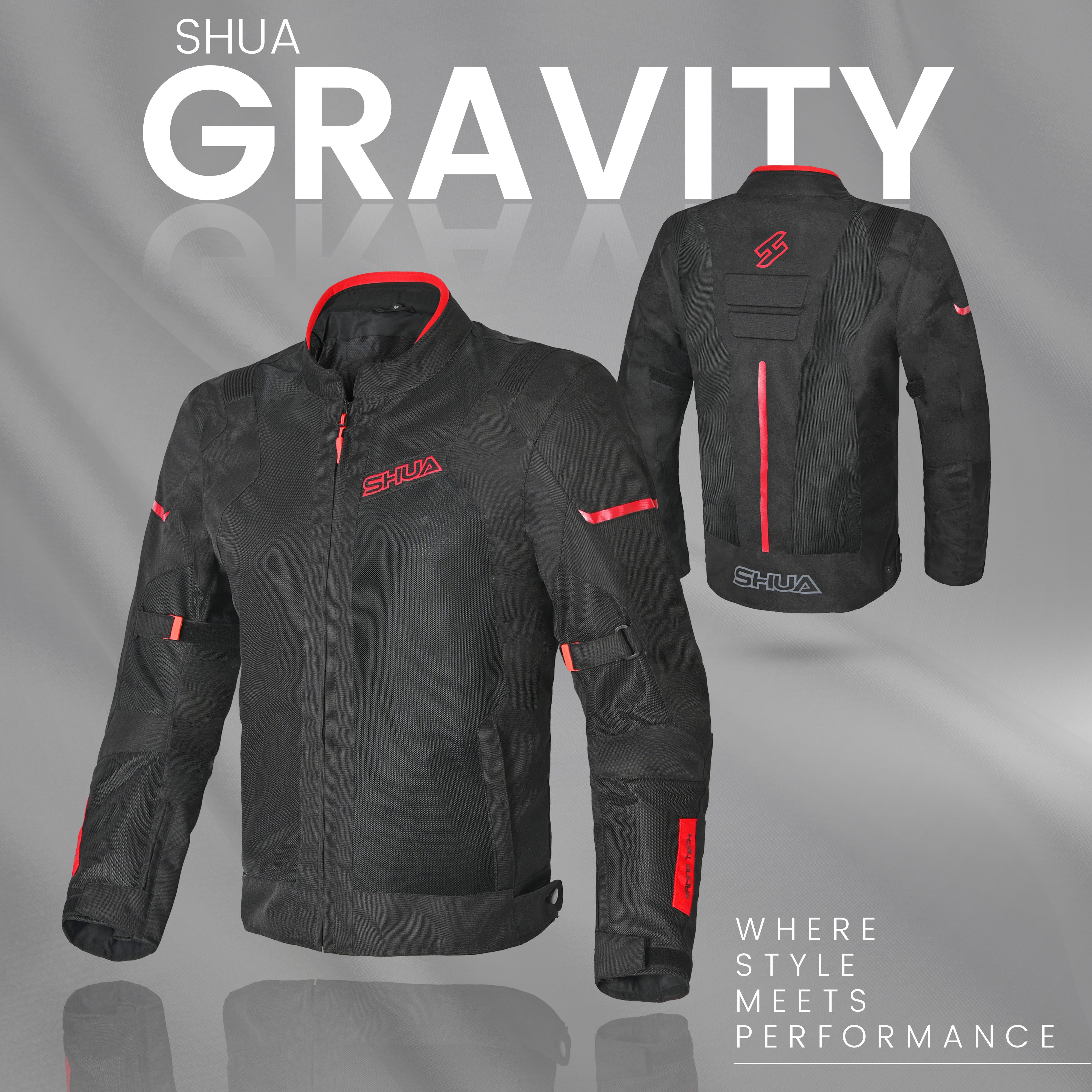 SHUA Gravity Mesh Summer Motorcycle Jacket Black Red