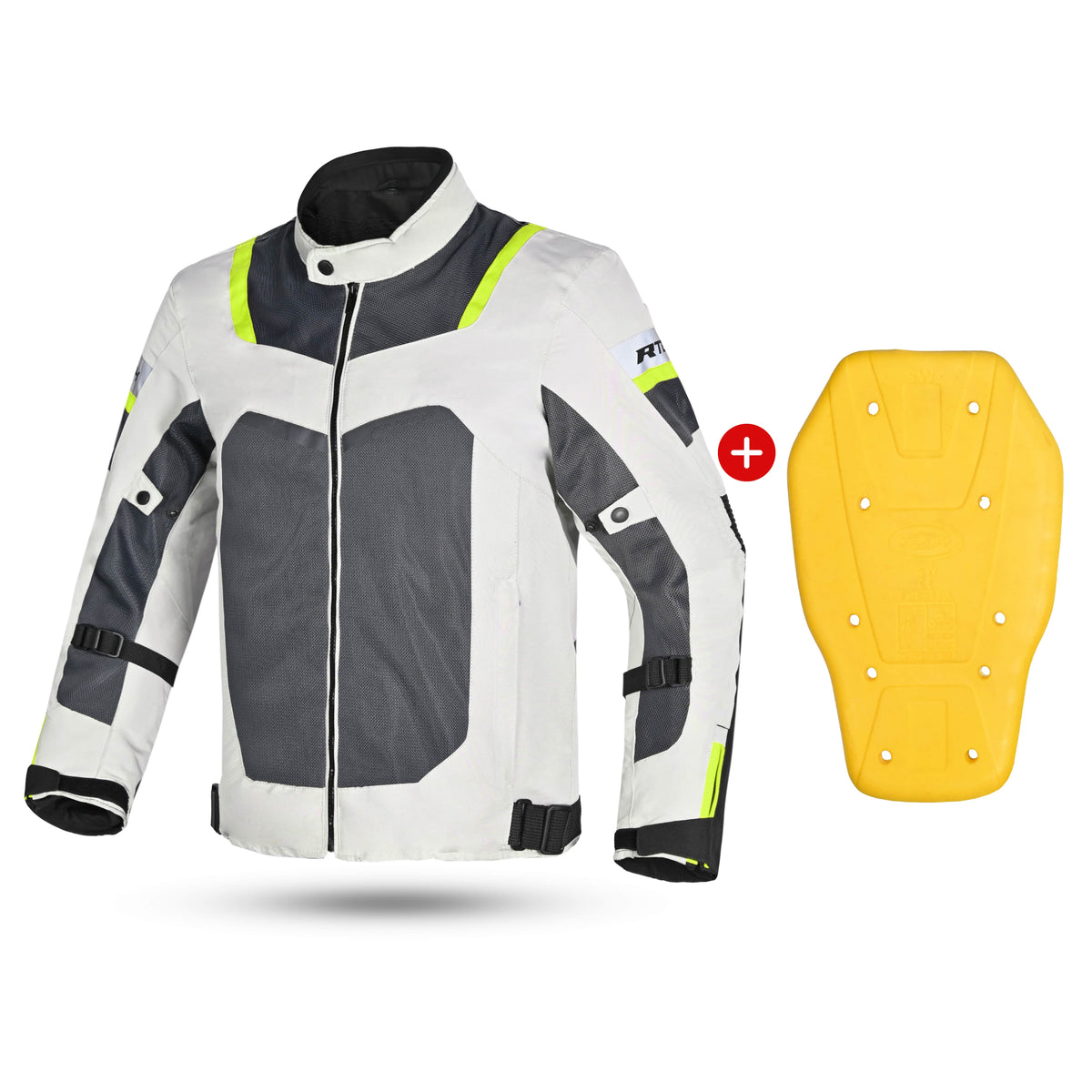 R Tech Spiral Mesh Motorcycle Jacket Ice Grey Yellow Flour