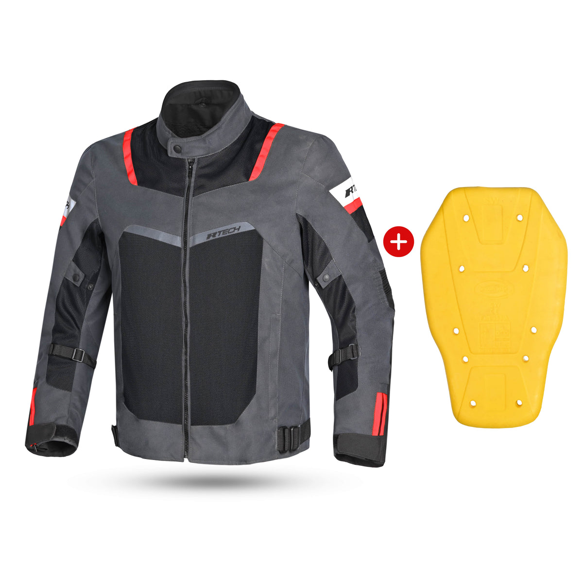 R Tech Spiral Mesh Motorcycle Jacket Anthracite Grey Black Red