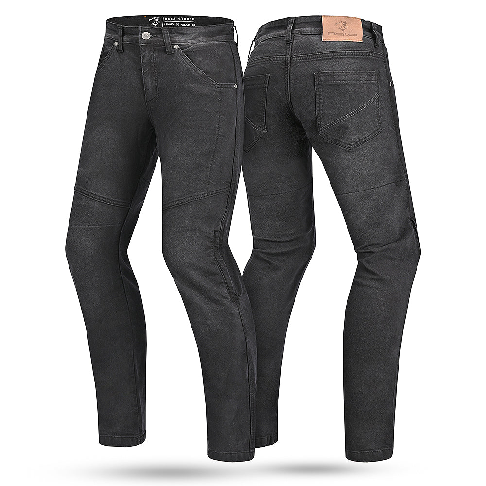 Bela Stroke 32L Inseam Motorcycle Demin Jeans Black