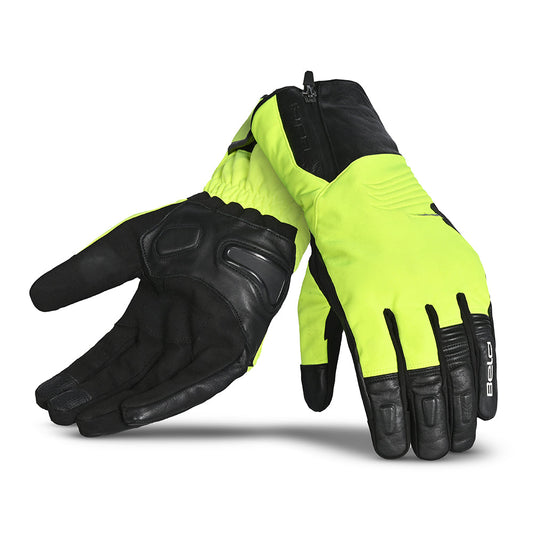 BELA Explorer WR Winter Motorcycle Gloves Black Yellow Flou