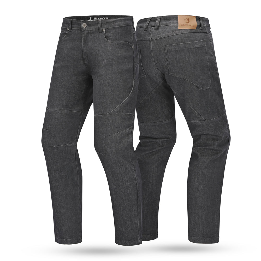 BELA ROCKER MEN MOTORCYCLE CE AA DENIM JEANS 34L GREY
