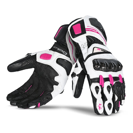 BELA Venom RS Lady Motorbike Racing Gloves Ladies White Black Pink 