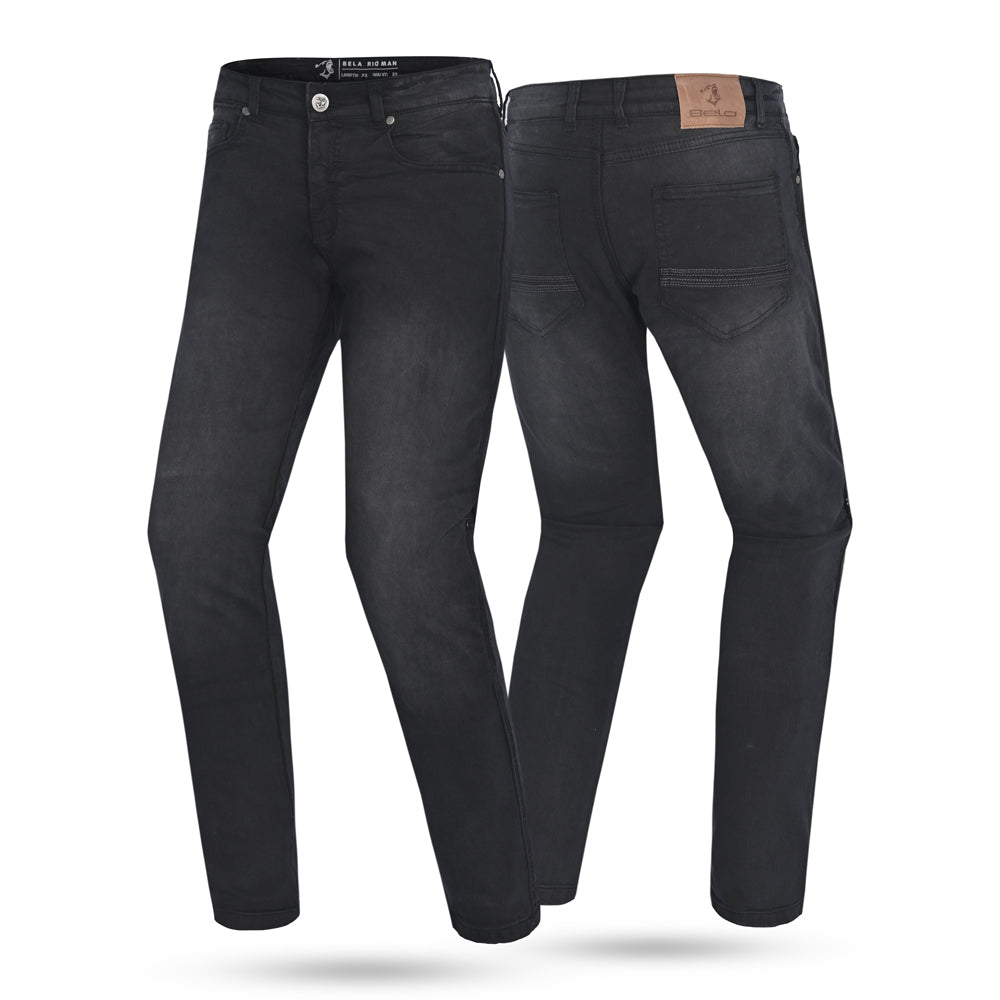  BELA Rio Man 32 Inseam Slim Fit Jeans CE Approved AA - Black Denim
