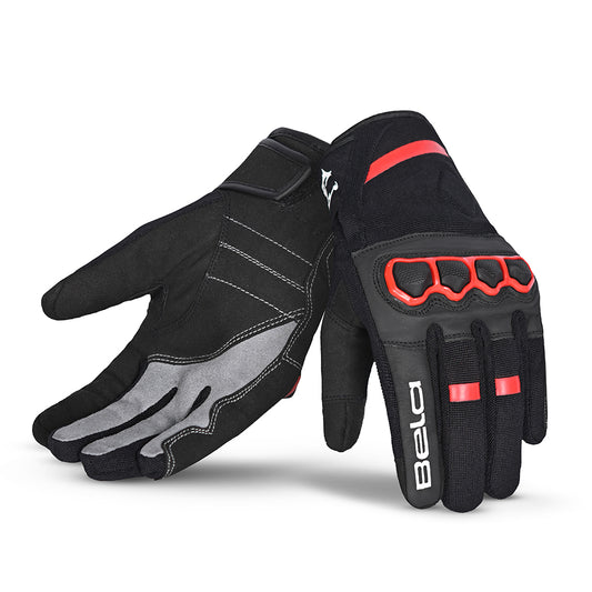 BELA Tracker Motorbike Gloves UK Black Red 