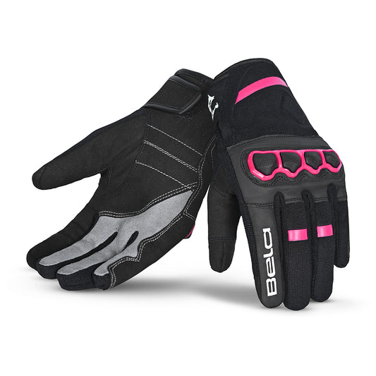 BELA Tracker Motorcycle Gloves UK Black Pink 