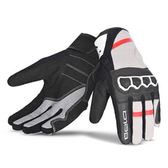 BELA Tracker Full Finger Motorcycle Gloves Black White Red 