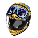 HJC F71 Monkey DJ Motorcycle Full Face Helmet Blue White Fluo Yellow
