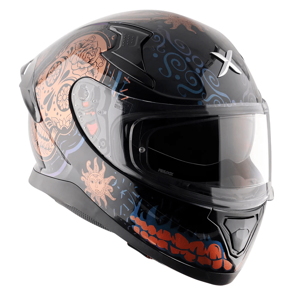 AXOR APEX TRANCE FULL FACE MOTORCYCLE HELMET BLACK GOLD
