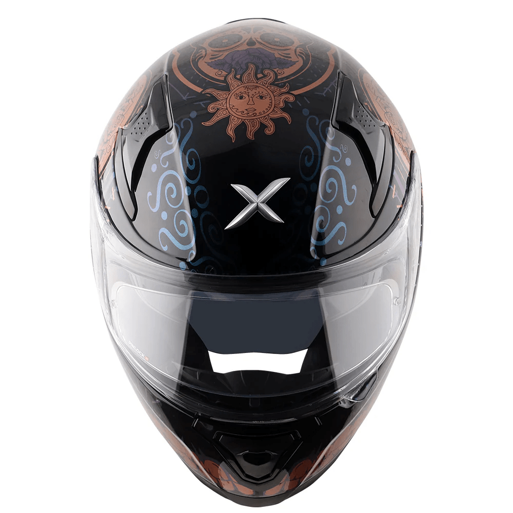 AXOR APEX TRANCE FULL FACE MOTORCYCLE HELMET BLACK GOLD