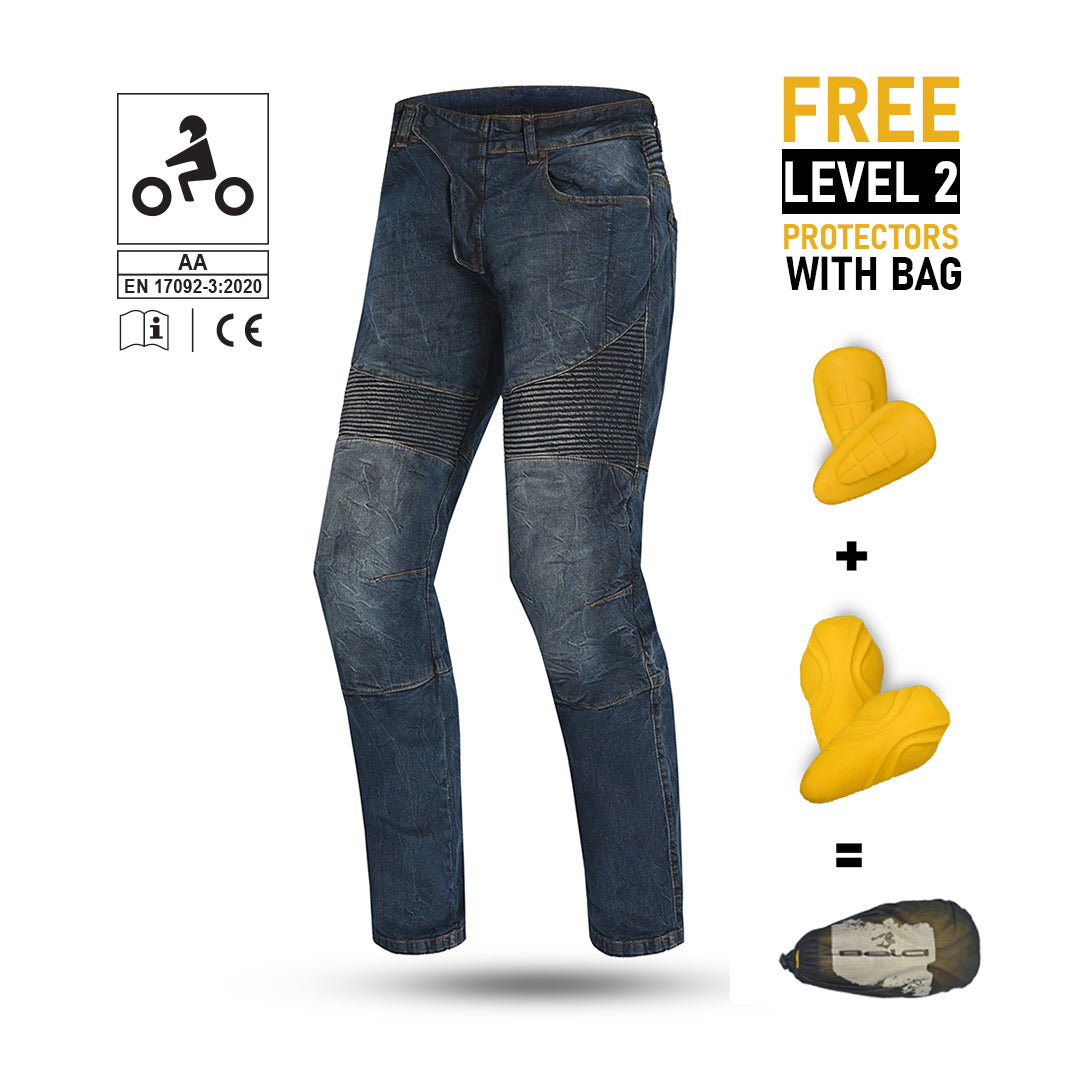 BELA TROPHY (MXD-402) MEN MOTORCYCLE CE APPROVED DENIM JEANS BLUE