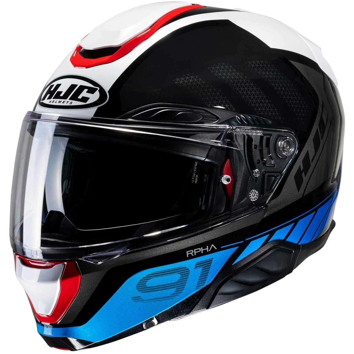 HJC-RPHA91 RAFINO MC21 Modular Motorbike Helmet White Red Blue