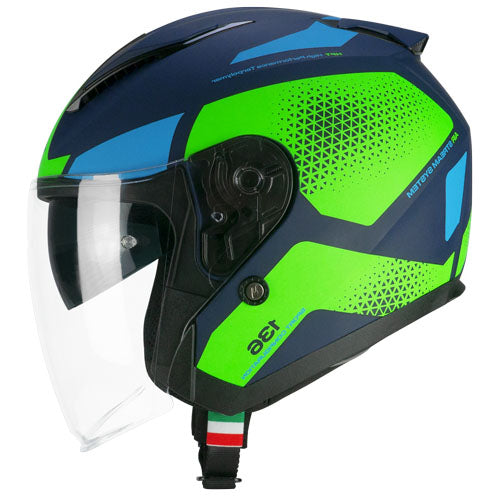 CGM 136G DNA GALAXY JET CASCO MOTO AZUL VERDE FLUO OPACO