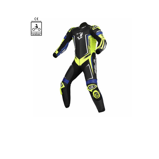 Bela Beast - 1 PC Racing leather suit - blue yellow black images