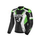 BELA X-Race Motorcycle Racing Leather Jacket Black/White/Green