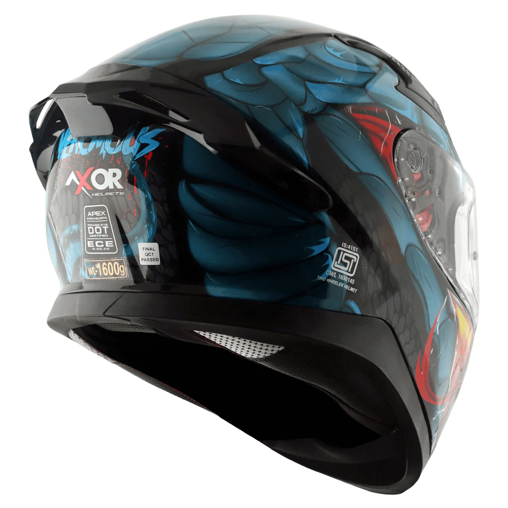 AXOR APEX VENOMOUS DV FULL FACE MOTORCYCLE HELMET BLACK_BLUE