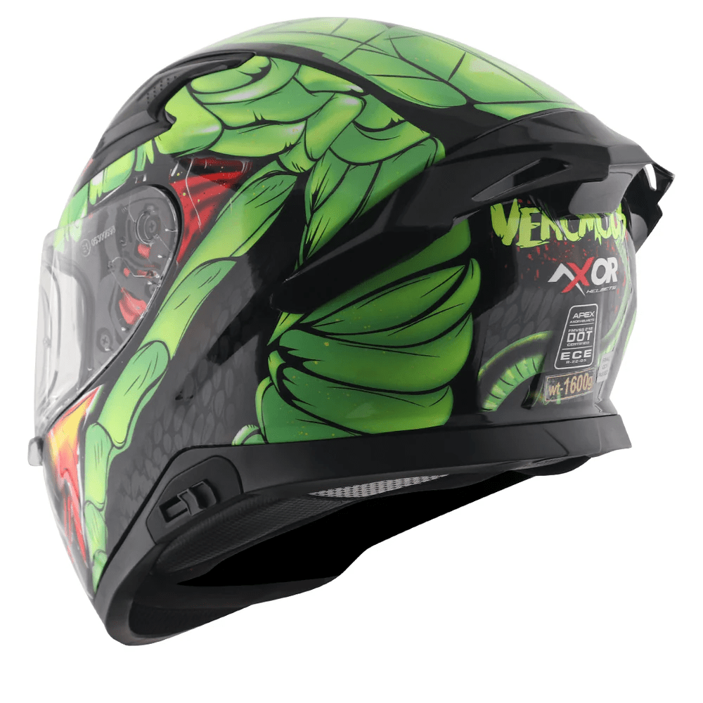 AXOR APEX VENOMOUS DV FULL FACE MOTORCYCLE HELMET BLACK_GREEN