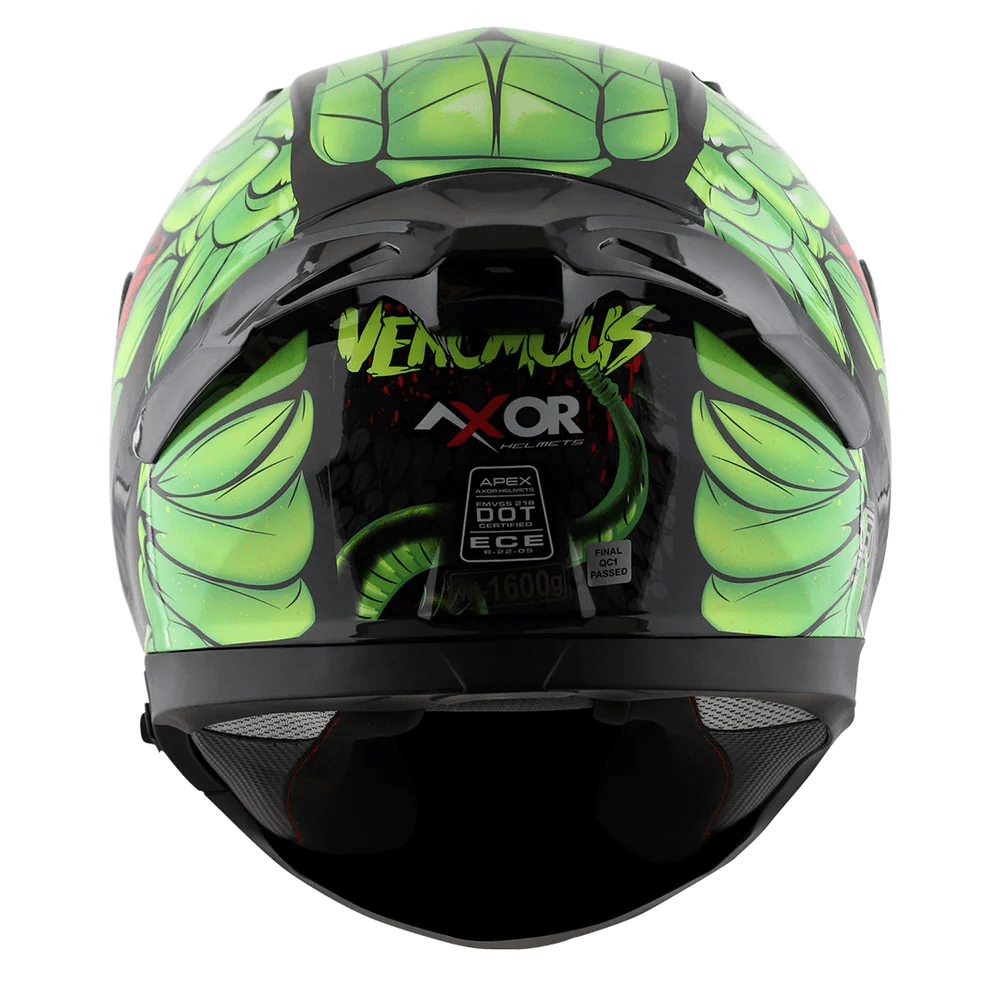 AXOR APEX VENOMOUS DV FULL FACE MOTORCYCLE HELMET BLACK_GREEN