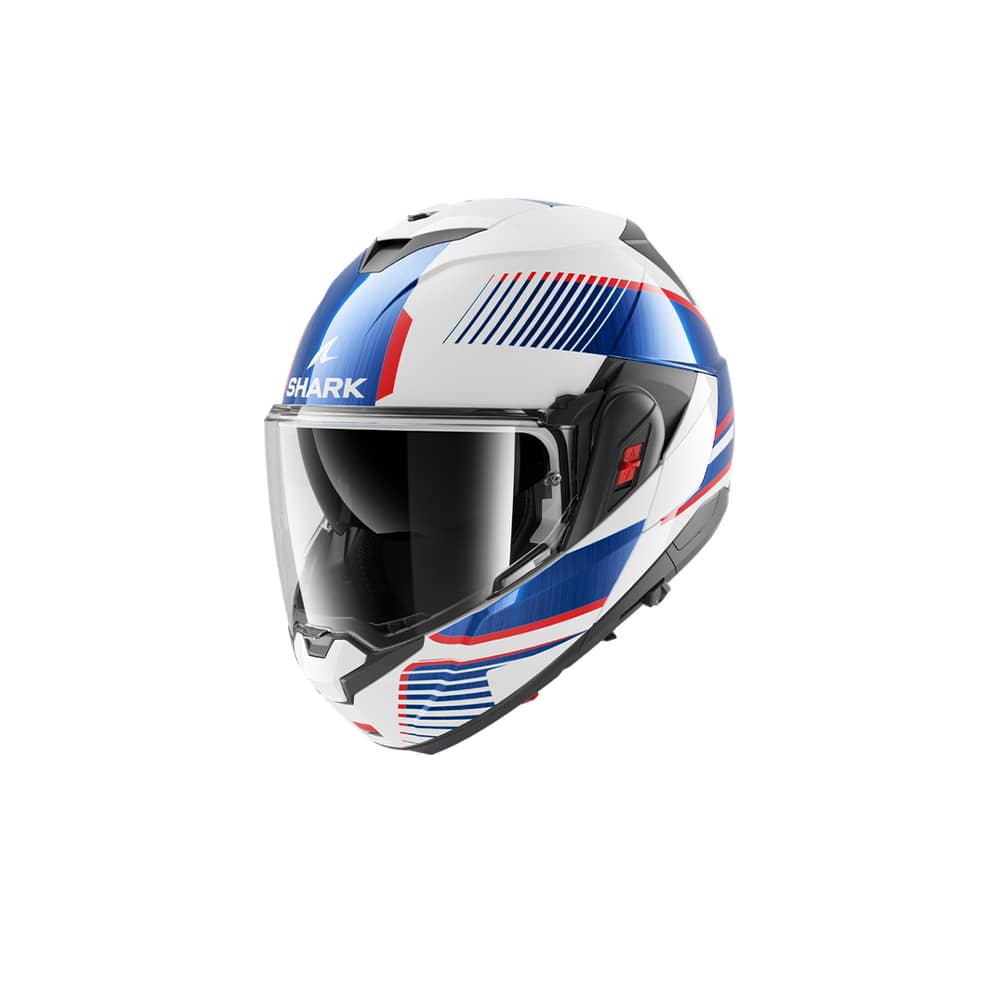 SHARK OXO SIEVE blanco cromado y azul motocicleta modular Casco