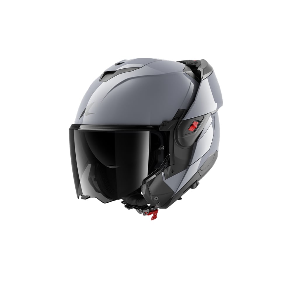 SHARK OXO DARK SHADOW FLIP DELANTERO CASCO PISTOLA PLATA
