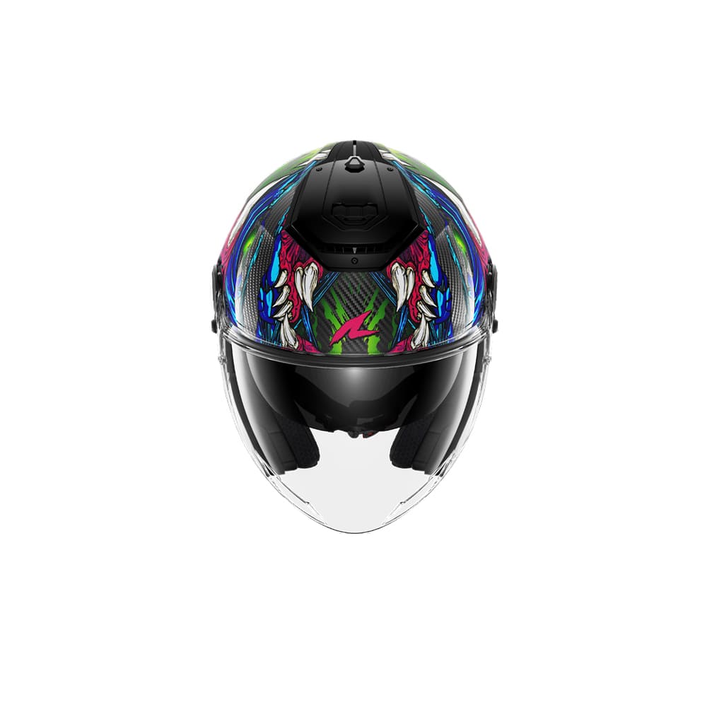 SHARK RS JET CARBON SHAYTAN MOTORCYCLE OPEN FACE HELMET GREEN VIOLET
