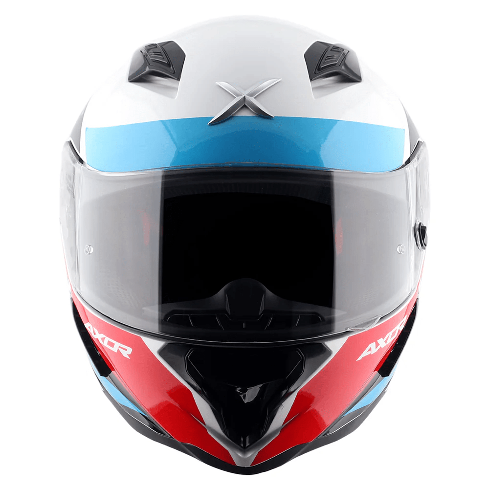 AXOR HUNTER TURBO FULL FACE MOTORCYCLE HELMET WHITE-RED