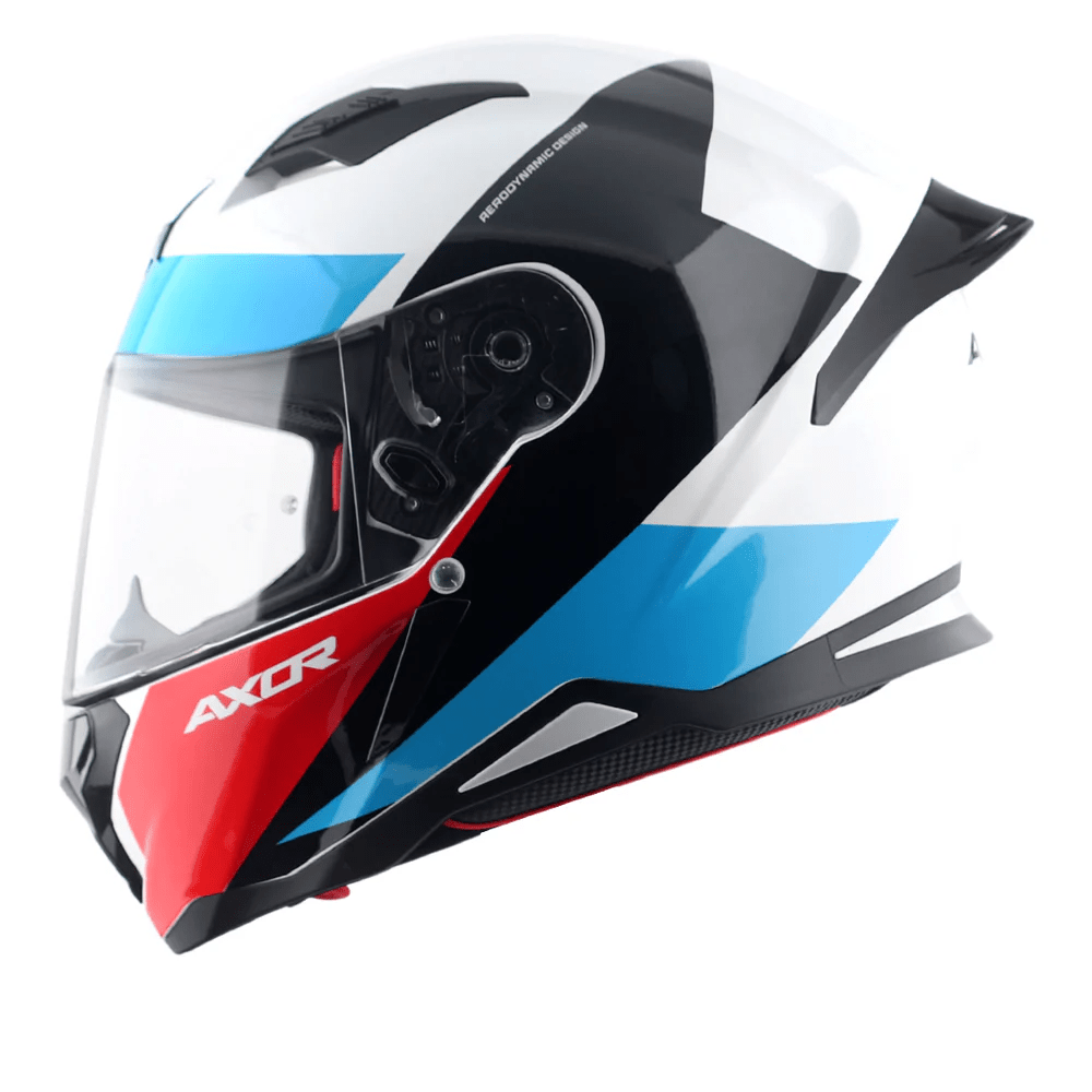 AXOR HUNTER TURBO FULL FACE MOTORCYCLE HELMET WHITE-RED