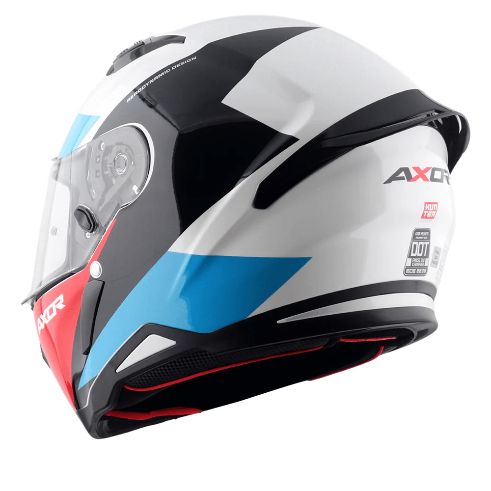 AXOR HUNTER TURBO FULL FACE MOTORCYCLE HELMET WHITE-RED