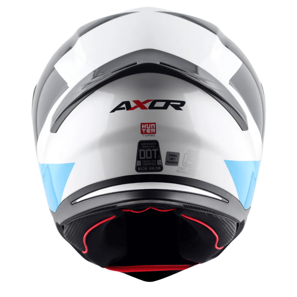 AXOR HUNTER TURBO FULL FACE MOTORCYCLE HELMET WHITE-RED