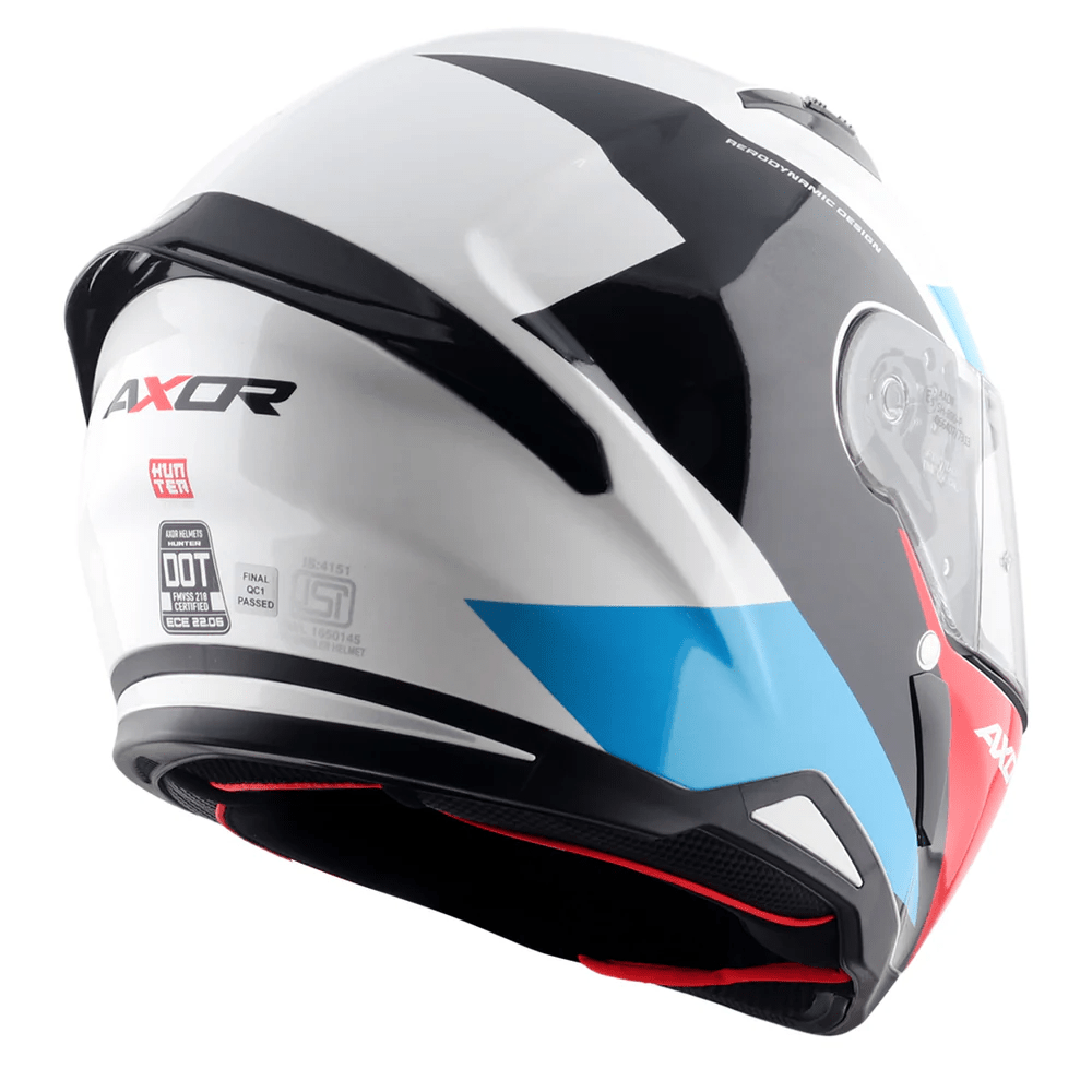 AXOR HUNTER TURBO FULL FACE MOTORCYCLE HELMET WHITE-RED