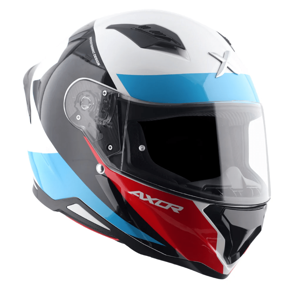 AXOR HUNTER TURBO FULL FACE MOTORCYCLE HELMET WHITE-RED