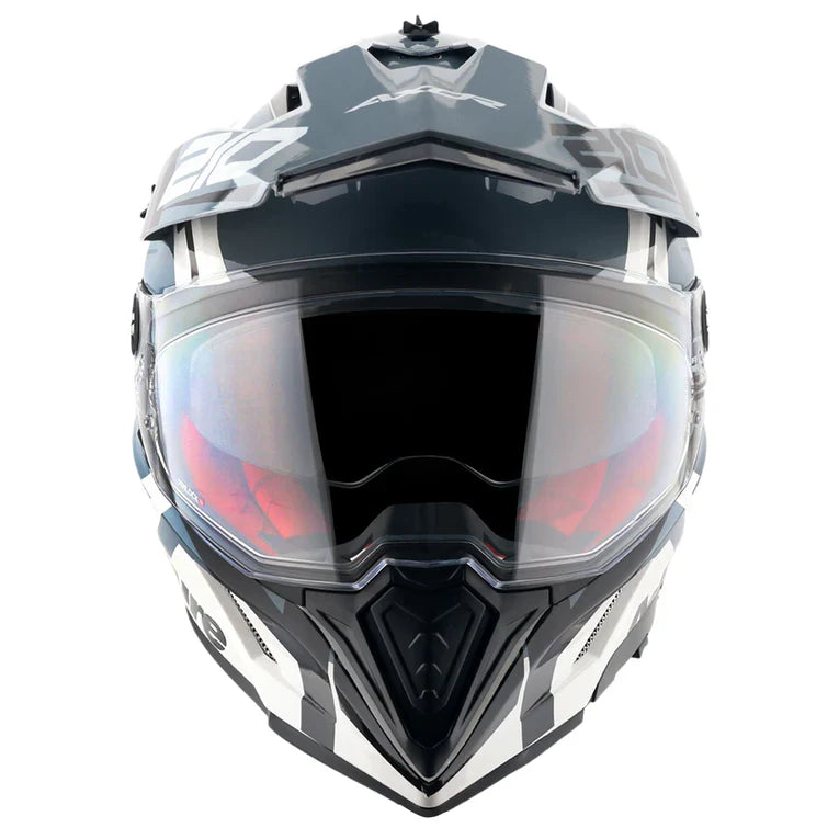 AXOR X-CROSS D/V X1 SPEEDOMETER MOTORCYCLE HELMET WHITE GRAY