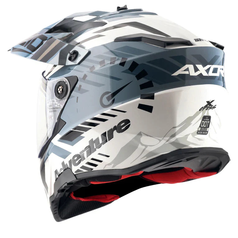 AXOR X-CROSS D/V X1 SPEEDOMETER MOTORCYCLE HELMET WHITE GRAY