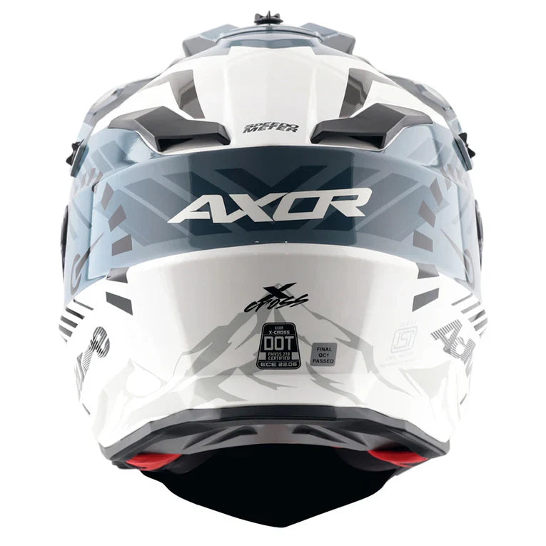 AXOR X-CROSS D/V X1 SPEEDOMETER MOTORCYCLE HELMET WHITE GRAY