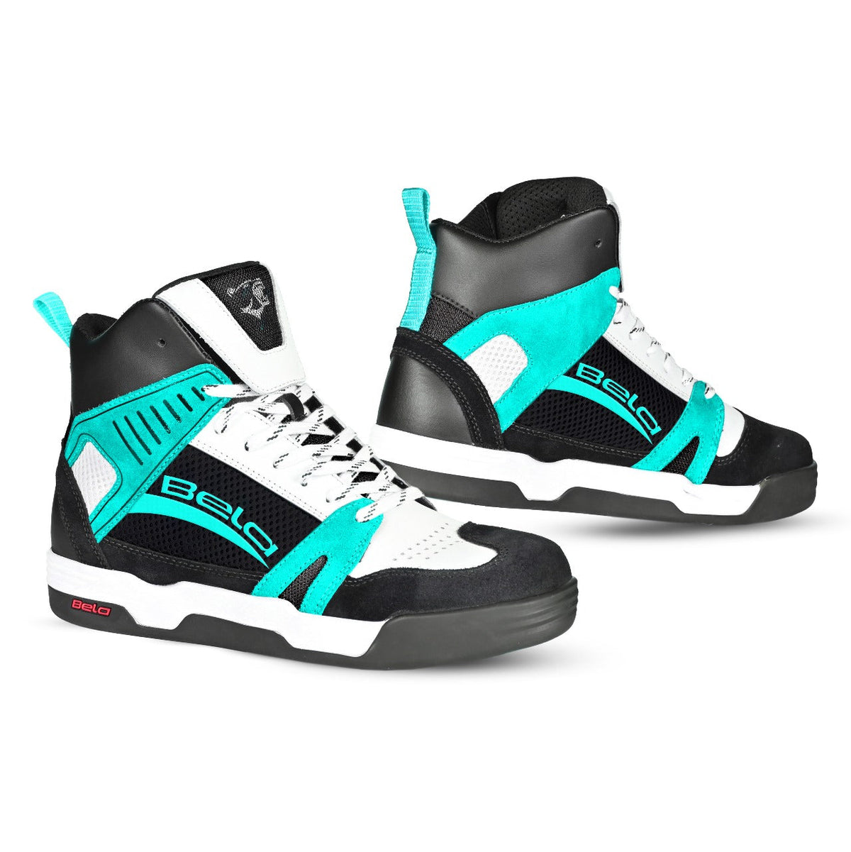 BELA Rover Lady Urban Motorcycle Boots Black White Turquoise