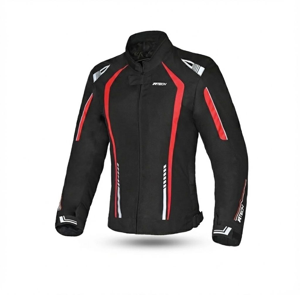 R-TECH MARSHAL LADY MOTORCYCLE TEXTILE JACKET BLACK RED