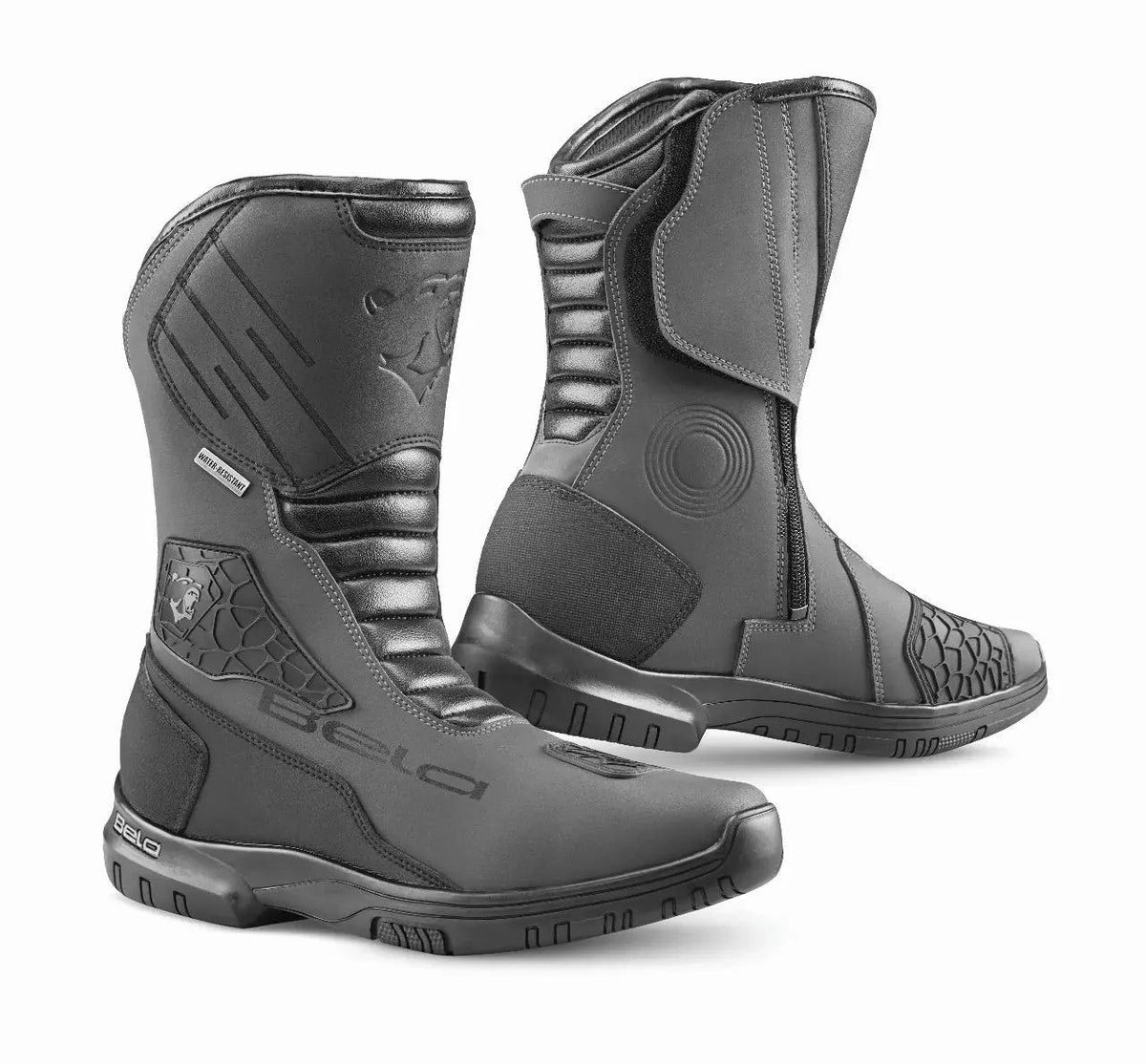Gladiator Touring Motorcycle Leather Boots Black/Grey