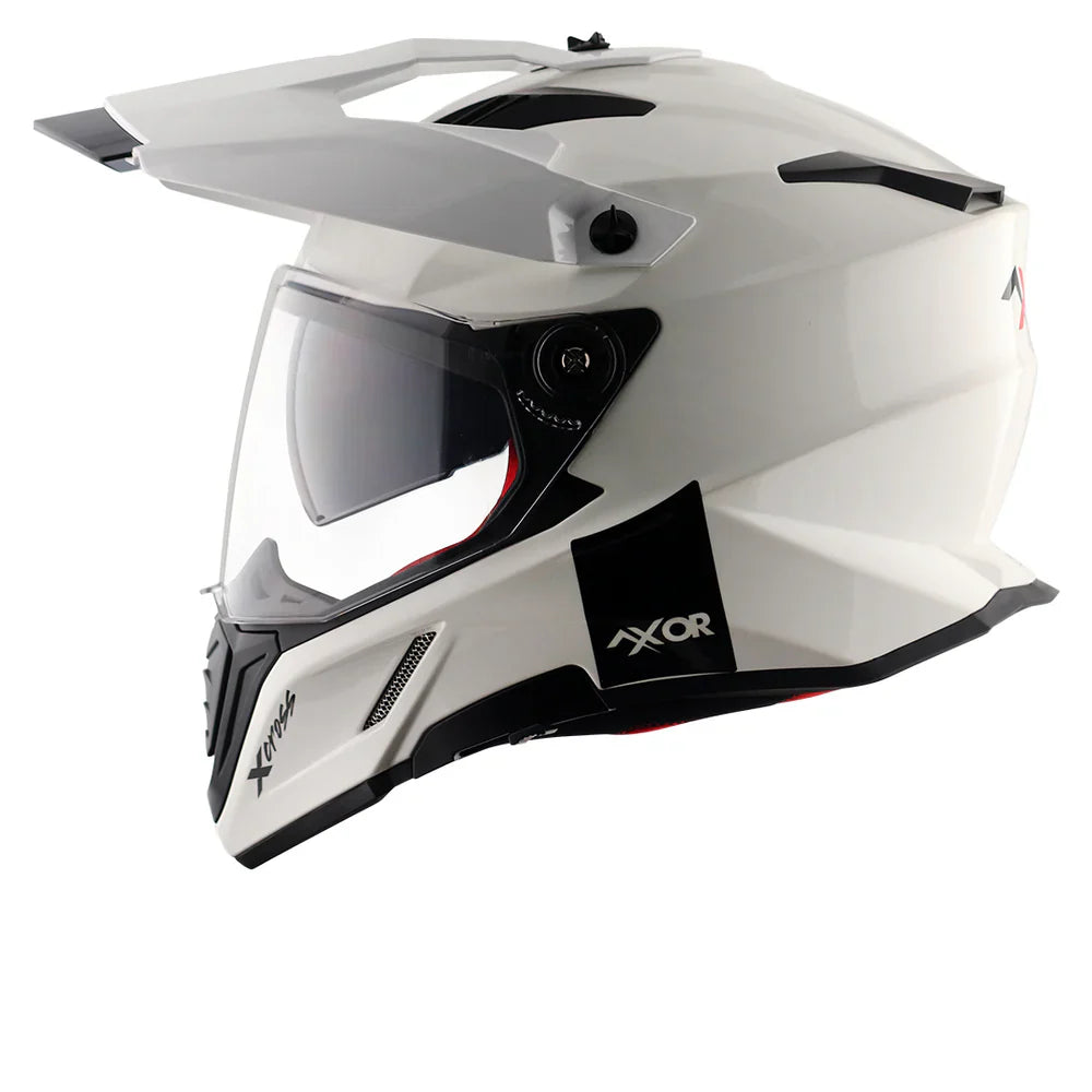 AXOR X-CROSS SPORT DUAL VISOR MOTORCYCLE HELMET PEARL WHITE