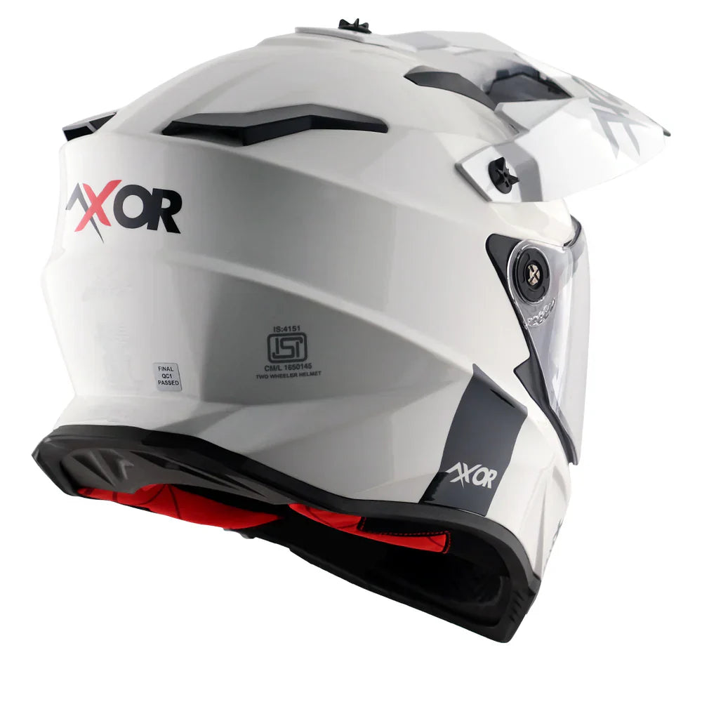 AXOR X-CROSS SPORT DUAL VISOR MOTORCYCLE HELMET PEARL WHITE