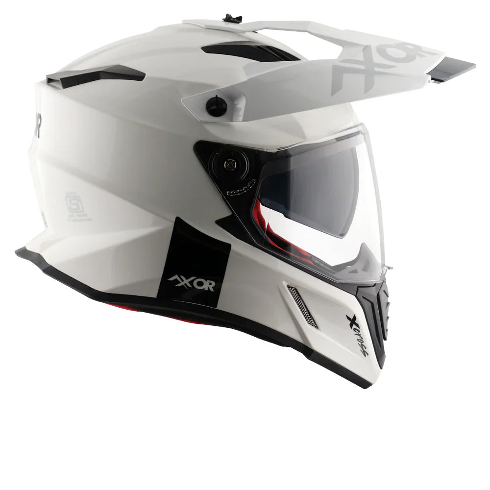 AXOR X-CROSS SPORT DUAL VISOR MOTORCYCLE HELMET PEARL WHITE