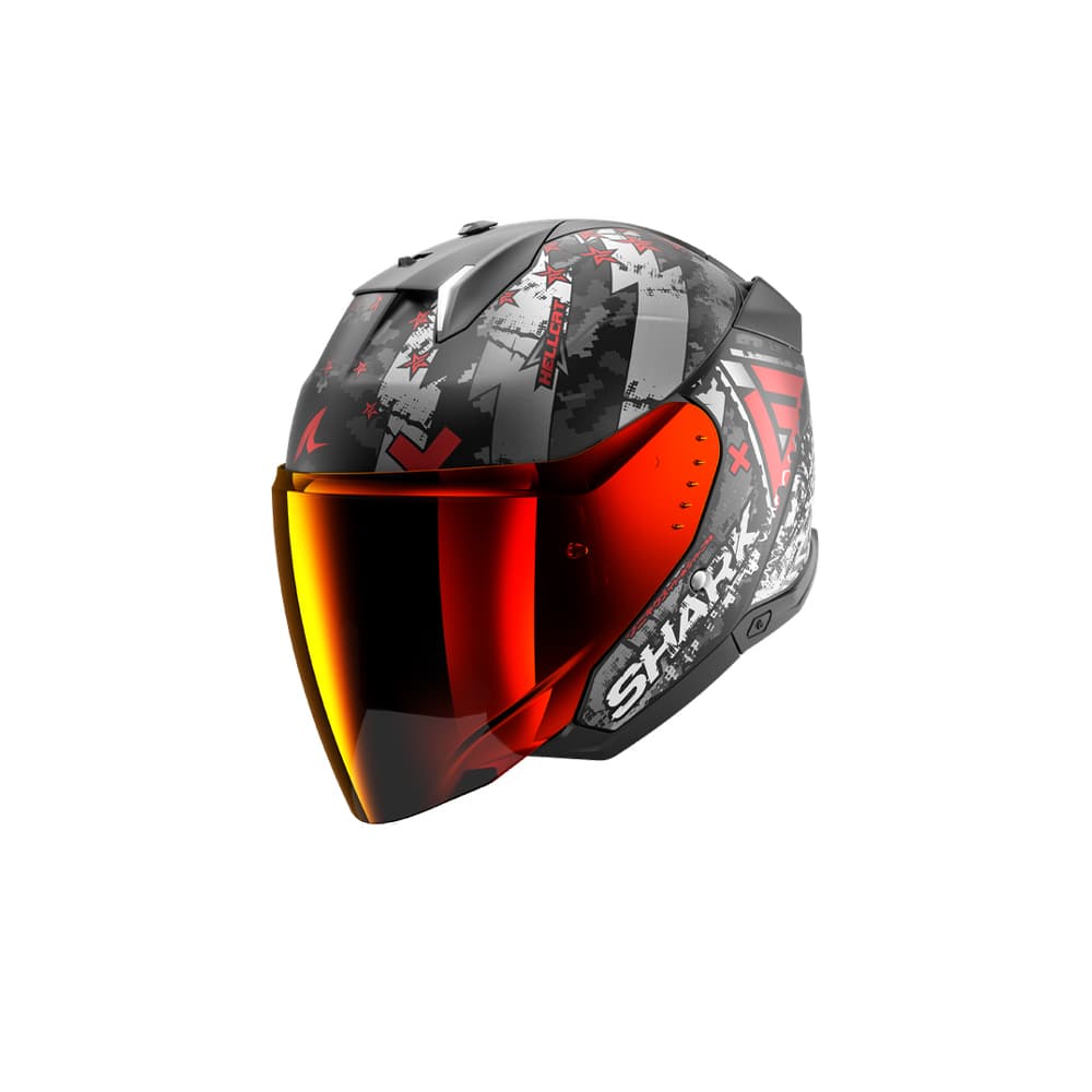 Shark SKWAL i3 Hellcat abierto Casco negro mate cromado rojo