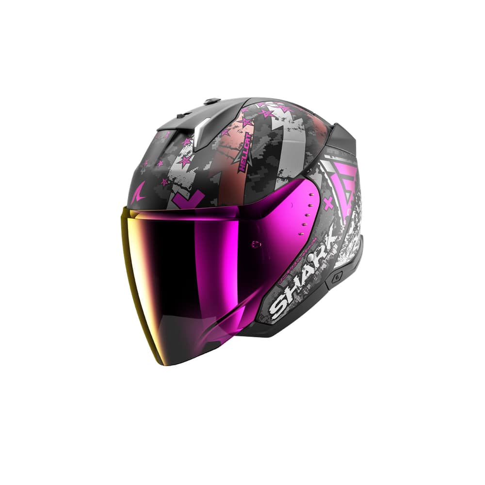 Shark SKWAL i3 Hellcat Motorcycle Open Face Helmet Black Chrom Purple