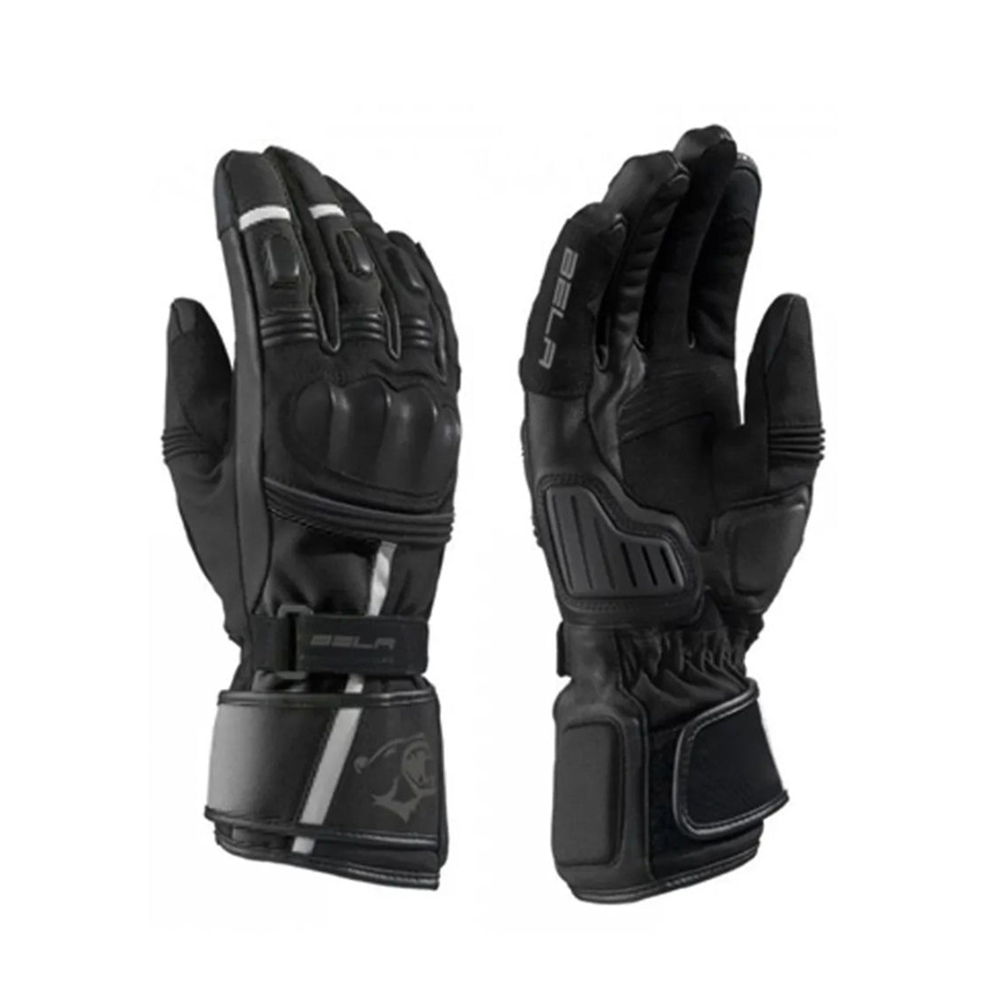 BELA Ice Winter Motorcycle Leather Gloves Black Grey 