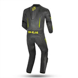 SHUA Infinity 1 PC Motorcycle Racing Leather Suit Black Yellow Flouro
