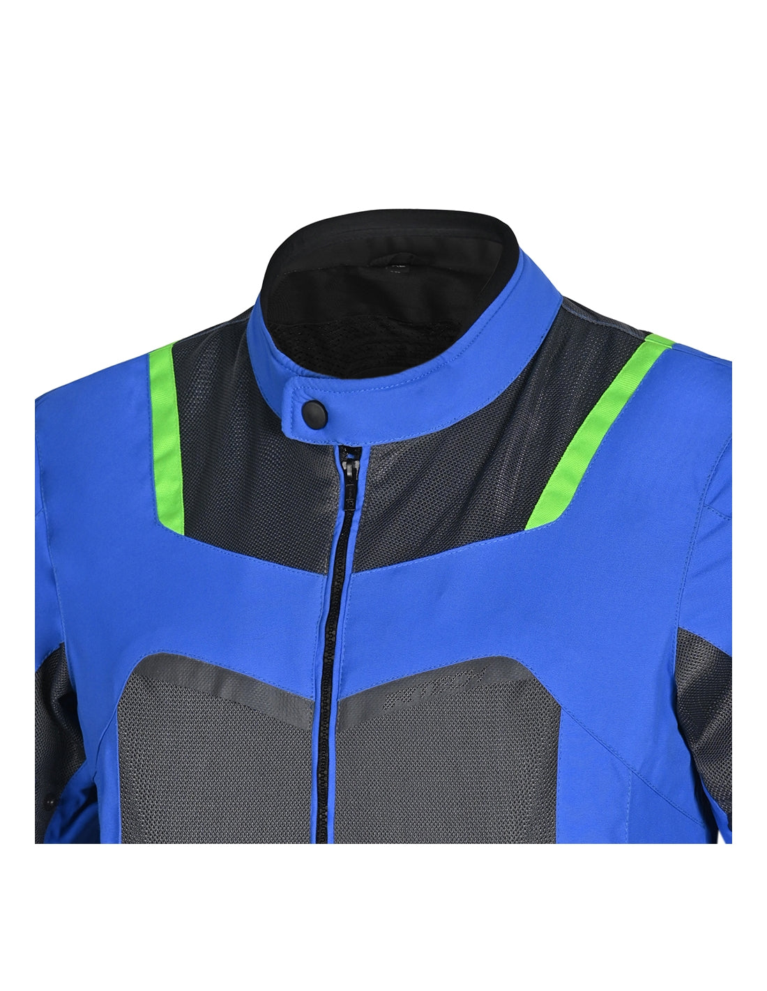 Spiral Mesh Textile Jacket in Blue/Gray/Green 