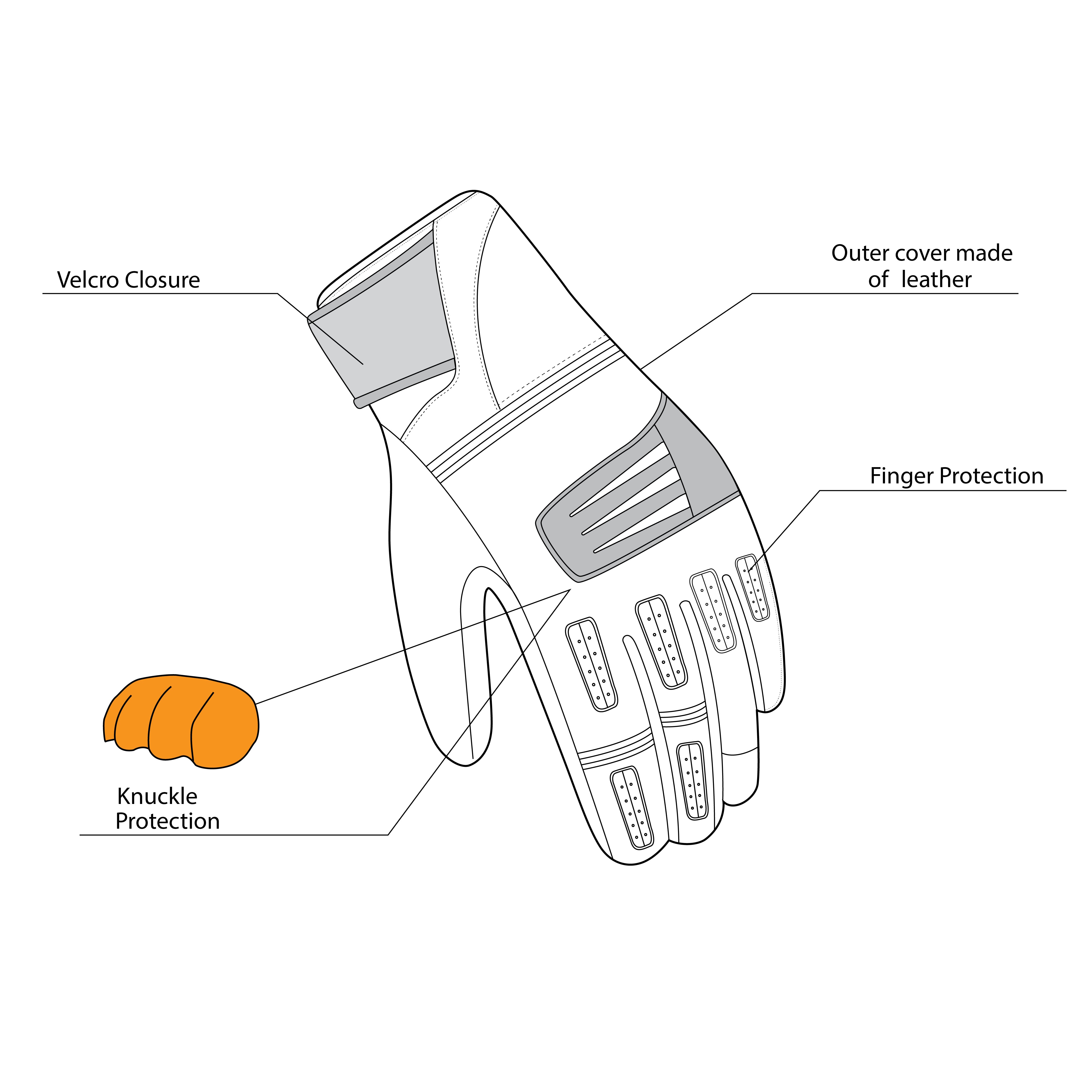 infographics sketch bela arizon lady gloves black, white and pink back side view